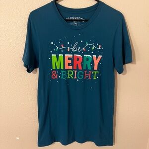 Oliver & Otis Blue/Green Cotton Graphic Christmas T-Shirt Size M
